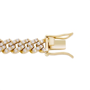 Chaîne cubaine pour femme plaquée or 18 carats, style hip-hop, avec petits zircone cubiques <span class=keywords><strong>de</strong></span> 9 mm, idéale pour les soirées, principalement en laiton - Product Image 2
