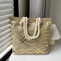 Sac Fourre-Tout Tendance 2025 en Toile de Lin pour Femme, Sac à Main d'Épaule de Voyage en Gros