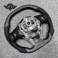 Volante de fibra de carbono para agarre de cuero perforado Jeep Compatible con modelos Wrangler Grand Cherokee