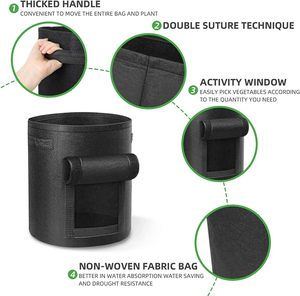 Sacs <span class=keywords><strong>de</strong></span> culture <span class=keywords><strong>de</strong></span> légumes pour jardin <span class=keywords><strong>de</strong></span> 5, 7 et 10 gallons, réutilisables, écologiques, pliables, en feutre, avec couleur personnalisable - Product Image 4