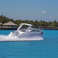 Yacht en fibre de verre personnalisé de 7,3 m, 8 places, avec cabine, bateau de loisirs de luxe écologique, bateau de pêche, moteur hors-bord
