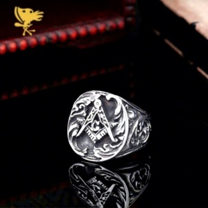 Anillo Masónico de Acero Inoxidable Vintage para Hombre, con Símbolo Grabado, Artesanía Exquisita, Joyería de Moda para Boda o Compromiso - Product Image 5