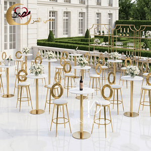Mesa de Bar Alta de Vidrio Dorado para Bodas y Eventos, Suministros Modernos para Bodas - Product Image 6