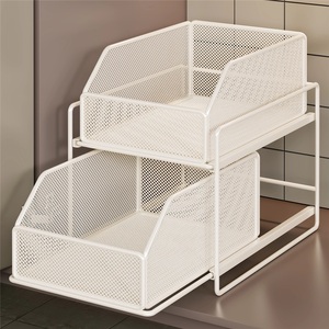 Kitchen Drain Rack Standing Type Double Tier Bathroom Sink Cabinet <b>Under</b> Kitchen Toilet Layered Countertop Storage Rack Home - Product Image 1