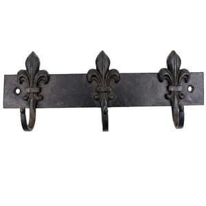Perchero de Pared Estilo Vintage con 3 Ganchos de Metal con Diseño de Flor de Lis, Resistente al Óxido, para Organización y Almacenamiento de Ropa - Product Image 1