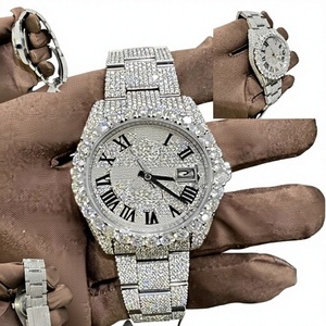 Reloj VVS Moissanite Automático Mecánico de Acero Inoxidable con Esfera de Cristal, Estilo Hip Hop, Lujoso y Decorado con Piedras - Product Image 1