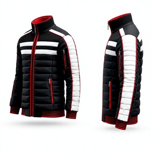 <b>Men's</b> Black <b>White</b> Red Puffer <b>Jacket</b> Stand Collar Zip-Up Waterproof Winter Coat Custom Logo OEM Service Casual Outerwear - Product Image 5