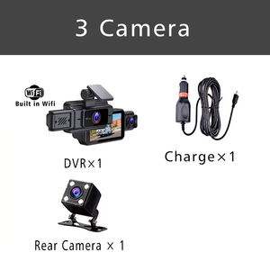 กล้องติดรถยนต์ Wi-Fi กล้องติดรถยนต์3เลนส์ DVR Full HD กล้องติดรถยนต์3นิ้วกล้องติดรถยนต์มองเห็นกลางคืนกล้องบันทึกการเคลื่อนไหวในการขับขี่รถยนต์กล่องดำ - Product Image 5