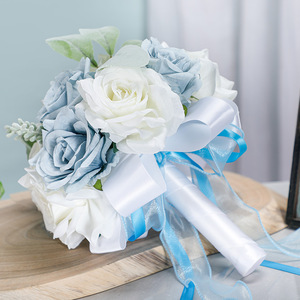 Bouquet de mariée créatif, bouquet de mariée blanc, bouquet de mariée en roses artificielles, bouquet de mariée pour cérémonie de mariage - Product Image 5