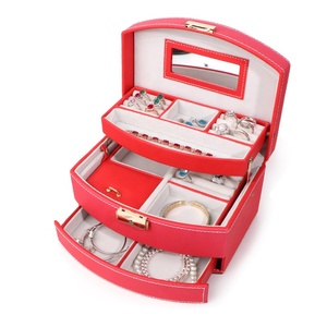 Caja de almacenamiento de cuero PU en stock de fábrica, caja de almacenamiento de joyas, caja de joyería de viaje, caja de terciopelo, joyería de almacenamiento - Product Image 3