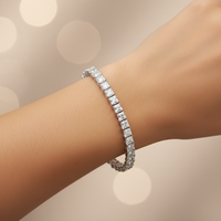 Bracelet tennis en diamant de laboratoire taille princesse, design moderne, clarté HTHP VVS, plaqué or 18K/9K/PT950/S925, pierres latérales 0,023 ct