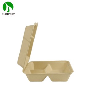 Contenedor Desechable Biodegradable de Pulpa de Bambú de 8 Pulgadas Cuadradas para Comida para Llevar con Relieve - Product Image 5