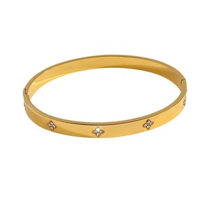 새로운 스타일 하이 퀄리티 사랑 지르콘 스테인레스 스틸 팔찌 방수 티타늄 커프 팔찌 - Product Image 6