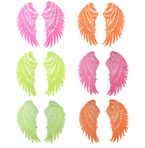 Customized <strong>Rainbow</strong> Color Wings <strong>Sequins</strong> Sew on Patch Embroidered Applique Wings for Cloth Decoration - Product Image 3