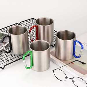 Portable Metal Travel Cup Stainless Steel Water Tumbler Tea Coffee Mug With Carabiner <b>Hook</b> As Handle Outdoor - Product Image 3