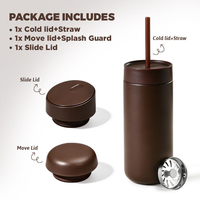 Mug de voyage isotherme personnalisé 16oz en acier inoxydable 304, double paroi, anti-fuite, avec paille, coloré, classique, coffret cadeau d'affaires
