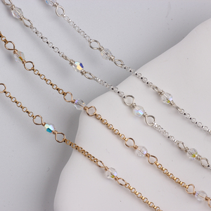 โซ่โรโล่แบบมีลูกปัดคริสตัลใสขนาด 3 มม./4 มม. ชุบทอง 14K พร้อมตัวเชื่อมลูกปัดใส อุปกรณ์ทำเครื่องประดับ DIY - Product Image 3