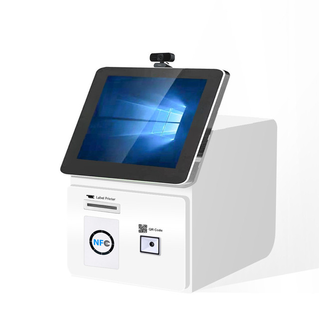 Desktop Touch Screen Self Service Printing Payment Kiosk Machine with Label Printer and bar Code Scanner