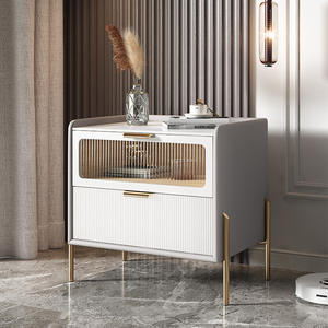 Sturdy Solid Wood Eco-Friendly Durable Modern Light Luxury <b>Storage</b> Space <b>Bedside</b> Cabinet Elegant Smart Nightstands 2 Drawers for - Product Image 2