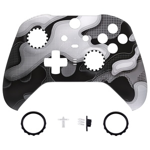 EXtremeRate - Carcasa Frontal y Anillos Decorativos de Camuflaje Blanco y Negro para el Control Xbox One Elite Serie 2 - Product Image 3