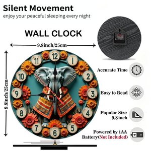 Round Wooden Wall <b>Clock</b> 25x25Cm Silent Non Ticking Low Profile Decor For Small Apartment - Product Image 5