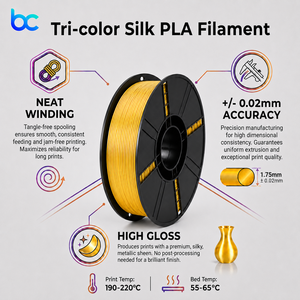 Filament PLA Soie Haute Vitesse Becreative 1,75 mm pour Impression 3D, 1 kg, Emballage Sous Vide, Finition Métallique Brillante, Précision ± 0,02 mm - Product Image 2