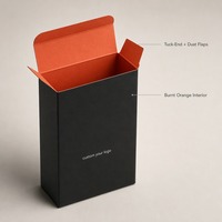 Matte Schwarze Geschenkbox mit Gebranntem Orangefarbentem Akzent, Individueller Druck für Kaffee, Tee, Lebensmittel, Faltbare Premium-Luxusverpackung