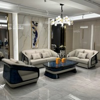 Ensemble de canapés en cuir véritable Bugatti de luxe léger en forme de U pour villas et showrooms, mobilier de salon de style italien multifonctionnel