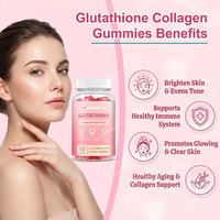 Complément alimentaire en gommes de collagène végétalien halal à la fraise, enrichi en vitamines, pour éclaircir la peau, avec L-glutathion et collagène, pour peaux noires