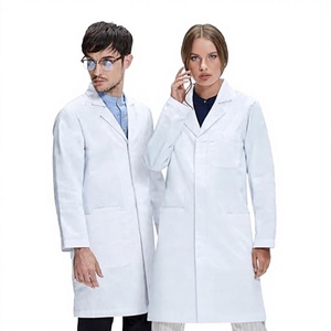Blouse de laboratoire unisexe blanche, coupe classique, 3 poches, emplacement pour téléphone, boutons-pression de sécurité, tissu tissé polyester/coton Dobby, certifié OEKO-TEX - Product Image 3