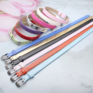 Square Buckle 8mm Snake Skin Leather Wristband Bracelets for Slide Letter Alphabet Charms Women Jewelry Making DIY Pet Collar