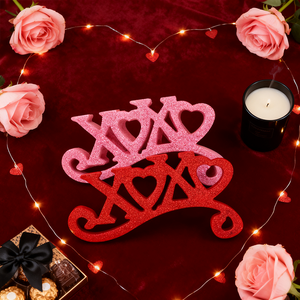 قطعتان من الزينة الخشبية للطاولة بتصميم منحني على شكل XOXO وقلب. مثالي لعشاء عيد الحب، والاعترافات الحلوة والحفلات - Product Image 4