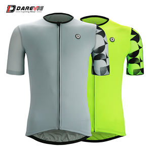 <span class=keywords><strong>Maillot</strong></span> de vélo Darevie Factory personnalisé avec logo géométrique, vert néon et gris - Product Image 2