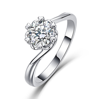 Vente en gros d'usine - Bague solitaire en argent sterling 925 avec moissanite, plaqué or 2,5 μm, bijoux fins pour femmes, fabricant