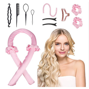 Ensemble de rouleaux à cheveux sans chaleur, finition satinée en forme de U pour femmes paresseuses, grandes boucles ondulées, aucun repassage requis - Product Image 5