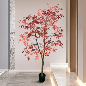 Bán Buôn Trang Trí Nội Thất Màu Đỏ <span class=keywords><strong>Maple</strong></span> Mô Phỏng Cây Nhựa <span class=keywords><strong>Bonsai</strong></span> Với Lá Giả Trong Chậu Sàn Trang Trí Và Cửa Sổ Trang Trí - Product Image 5