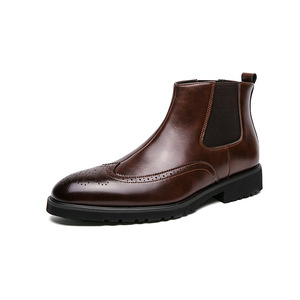 Bottes pour hommes les plus vendues, bottes de travail britanniques tendance à tige haute, chaussures décontractées à tige mi-haute polyvalentes pour hommes - Product Image 6