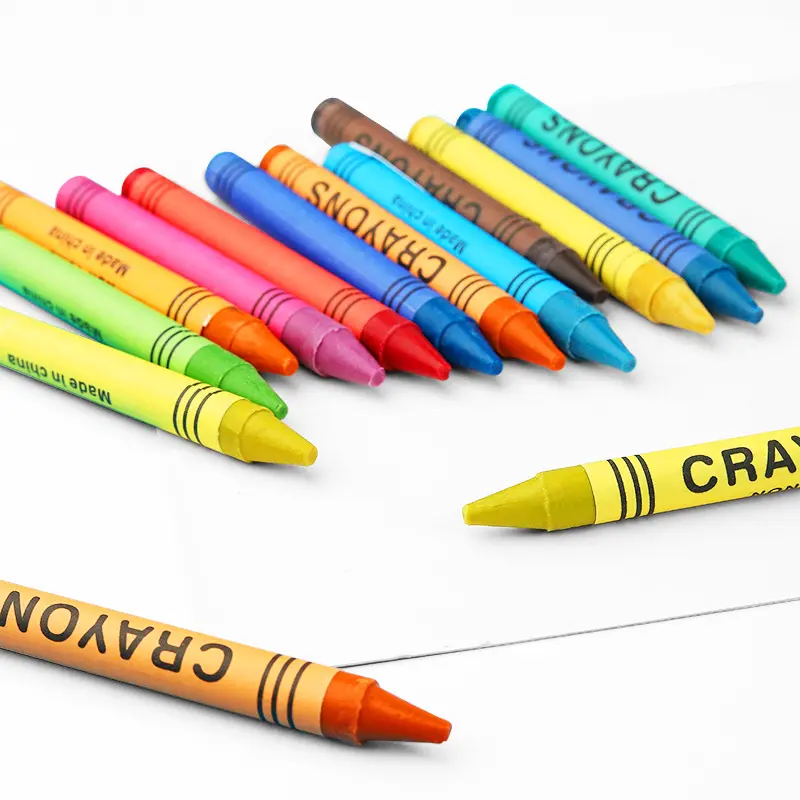 أقلام رسم من الشمع 12 لون غير سامة جديدة للبيع بالجملة 2024 للأطفال والطلاب رسم وتلوين