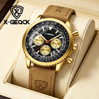 Montre chronographe à quartz pour homme, bracelet en cuir de luxe, étanche, calendrier, lumière nocturne, montre de sport pour homme