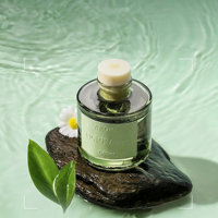 Diffuseur de parfum entièrement personnalisable, bouteille en verre vert, parfum longue durée, bâtonnets noirs pour affichage en espace commercial
