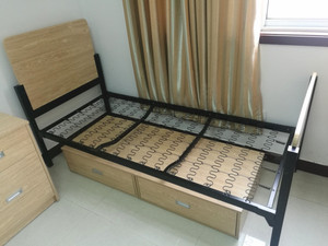 Factory Sales Metal Single <b>Bed</b> <b>Frame</b> Sheet Wrought Iron <b>Bed</b> Steel Single <b>Beds</b> for Construction Site Worker Staff Dormitory - Product Image 1
