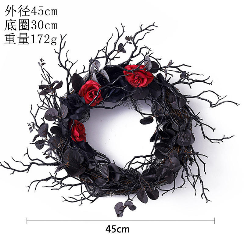 black rose wreath