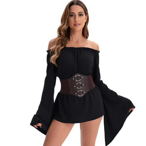 <span class=keywords><strong>Costume</strong></span> d'Halloween pour <span class=keywords><strong>femme</strong></span>, haut médiéval à manches longues de style Renaissance et jupe de <span class=keywords><strong>pirate</strong></span>, <span class=keywords><strong>sexy</strong></span>, pour fête de carnaval, danse, scène - Product Image 1