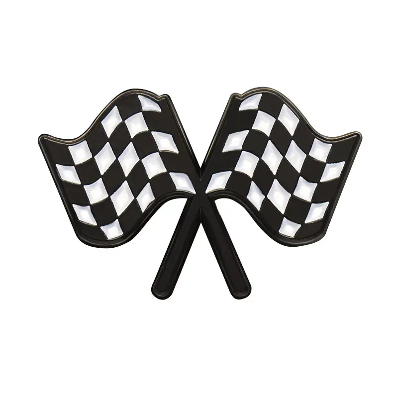 Spilla smaltata bandiera da corsa spilla a scacchiera bianca nera zaino abbigliamento collare distintivo spilla commemorativa per auto Motor Racing C