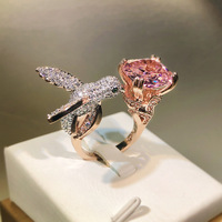 Bijoux fins en Zircon rose, en forme d'oiseau, pour femmes, nouvelle collection, KYRA01608