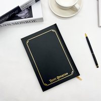 Journal Logo Personnalisable A5 Style Fashion Journal Noir Paper Board Planner Gold Edge Carnet à couverture rigide