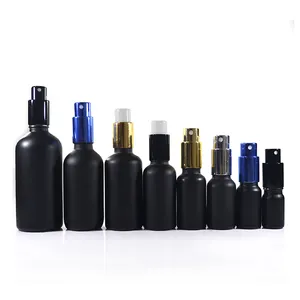 Hot sale Top suppliers 30ml 50ml 100ml matte black glass spray bottle with spray mist cap