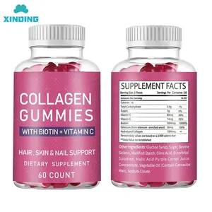 Gomitas de colágeno a precio al por mayor, formuladas para apoyar el crecimiento de la piel del cabello, colágeno, vitaminas, biotina, caramelo