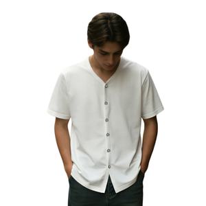 Summer fashion low price Baseball Jersey Shirt TKAN1011D Oversized Cotton Button Down V Neck <b>Short</b>-<b>sleeved</b> <b>cardigan</b> men t shirt - Product Image 1