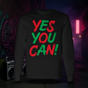 Yes You Can Long Sleeve <b>T</b>-<b>Shirt</b> <b>90s</b> Hip Hop Style Matching Pair - Product Image 3